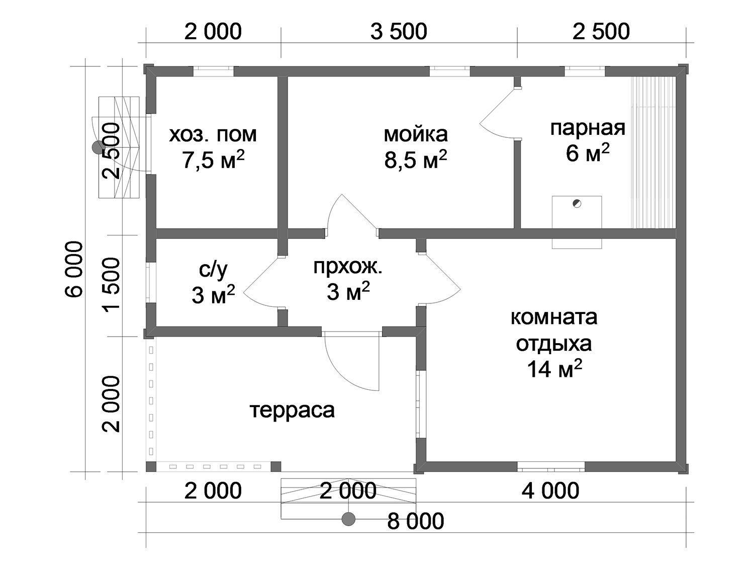 Каталог Проект каркасного дома 6х8 (№К12) от компании Люксстрой