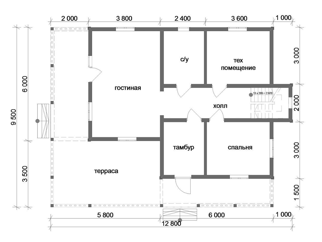 картинка Проект дома 9,5х12,8 (№Д22) от компании Люксстрой
