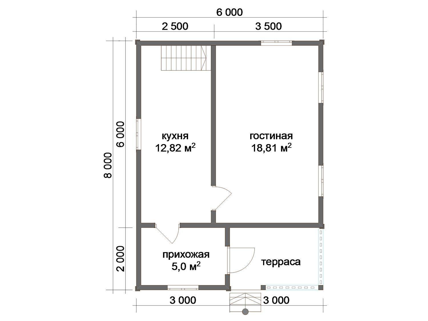 Каталог Проект дома 6х8 (№Д39) от компании Люксстрой