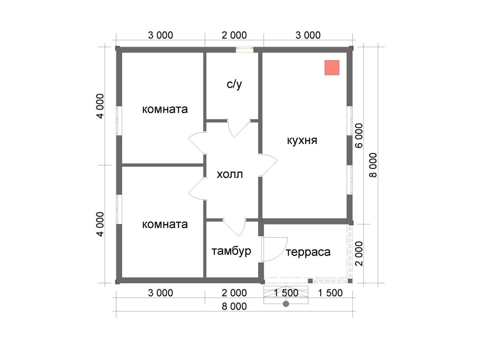 картинка Проект дома 8х8 (№Д65) от компании Люксстрой