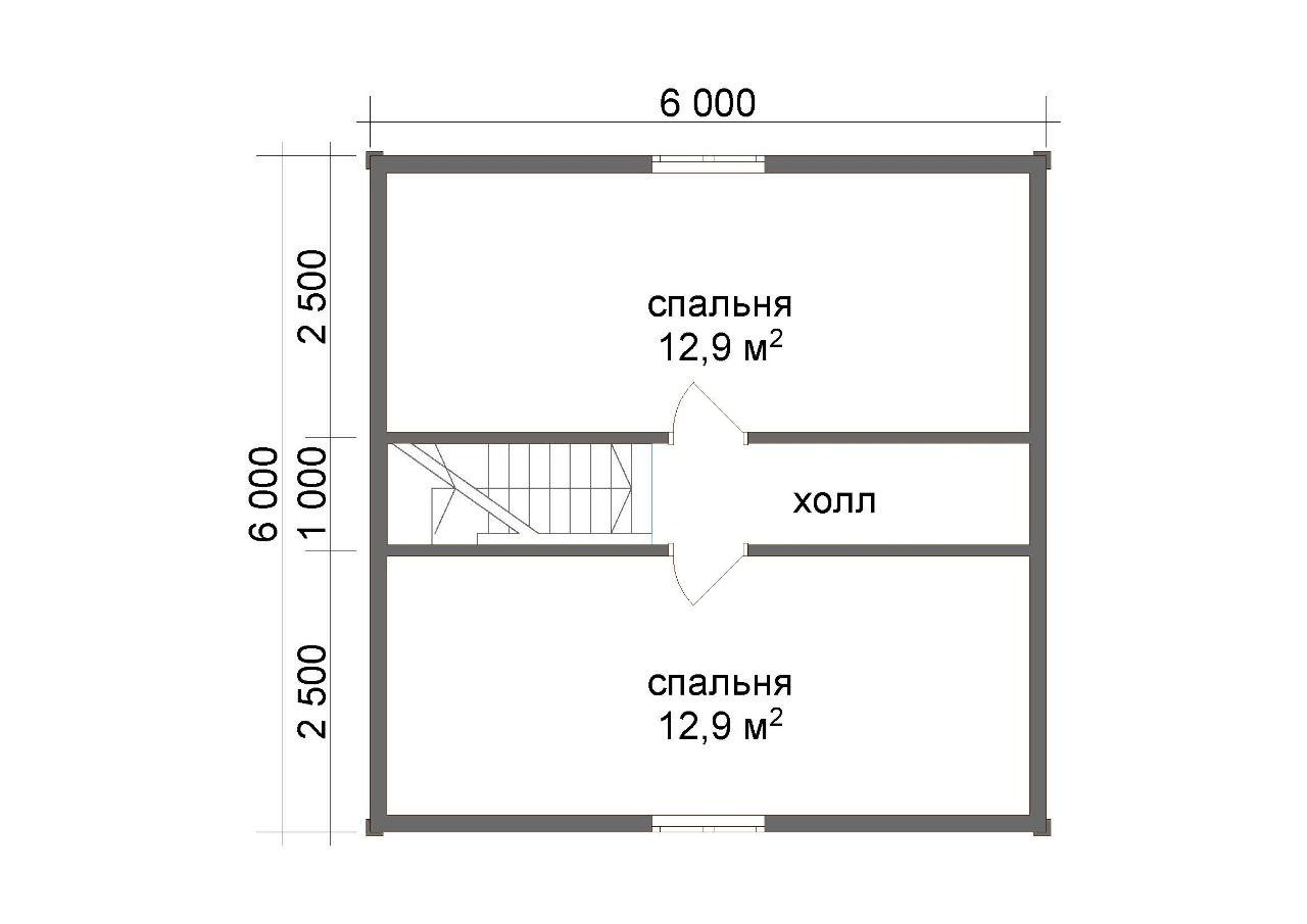 картинка Проект каркасного дома 6х6 (№К95) от компании Люксстрой